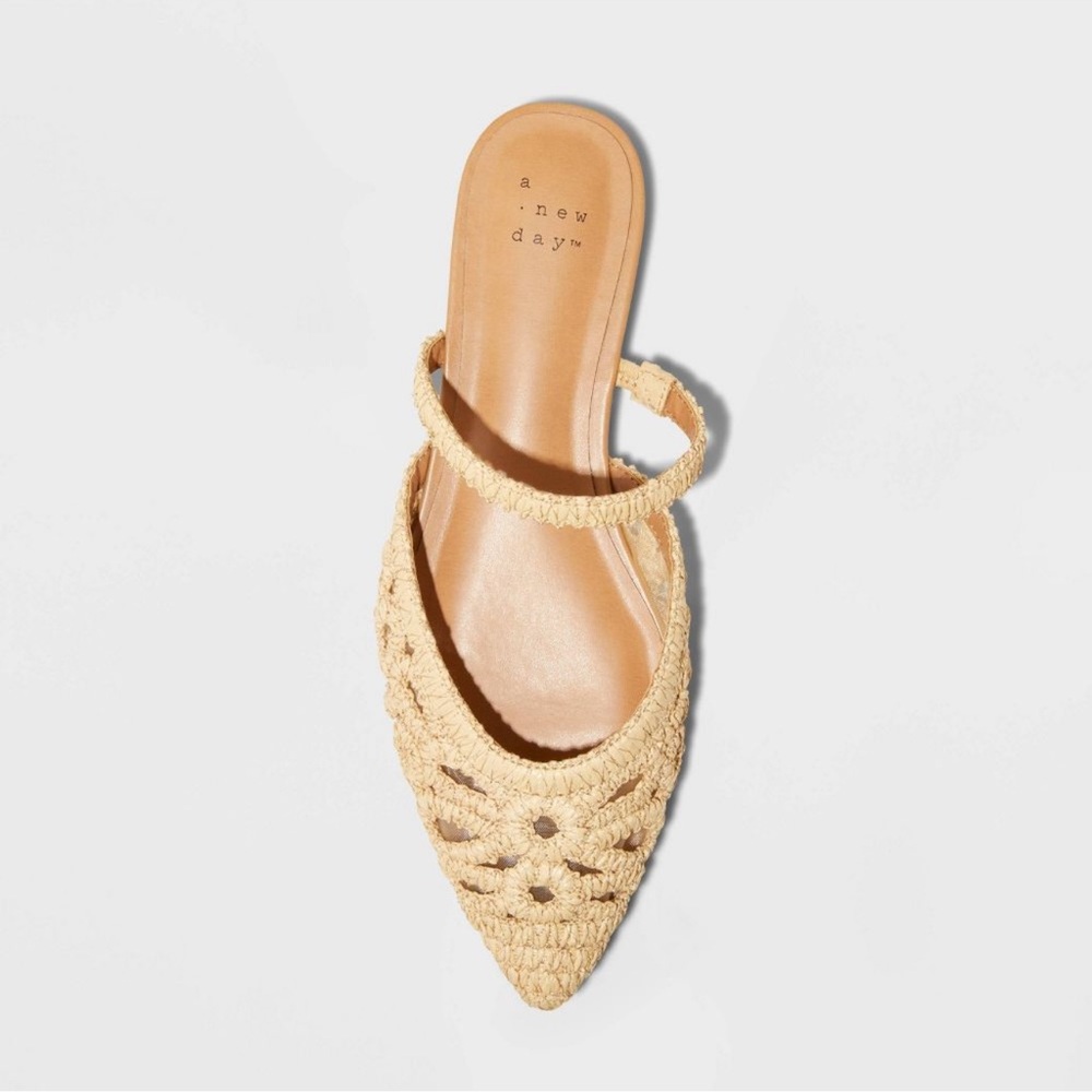 a new day Beige Crochet Pointed Slingback Espadrille Mule - Picture 3 of 10
